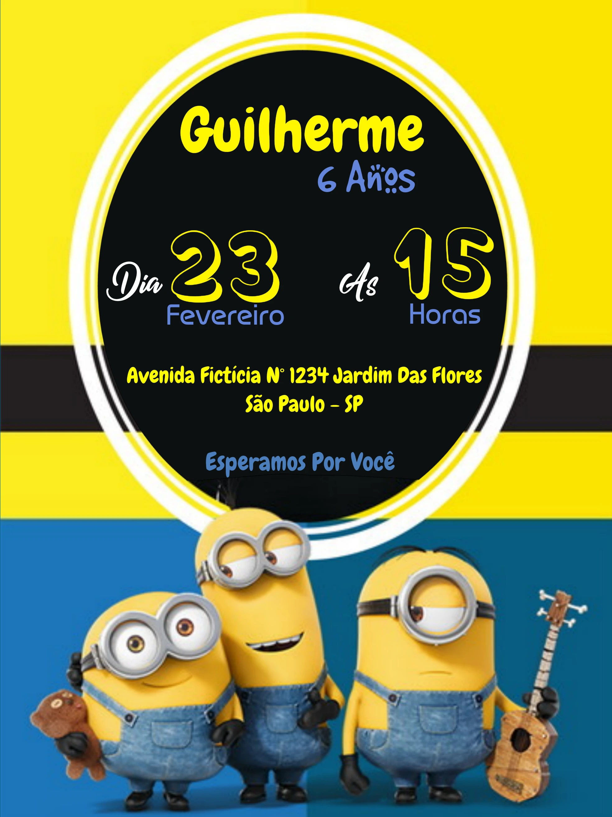 Convite de Aniversário Minions Editável Online e Rápido