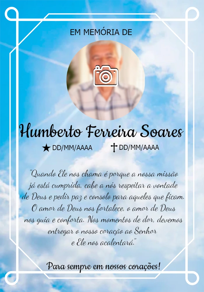 Convite Missa de Sétimo Dia com Foto para Editar Online