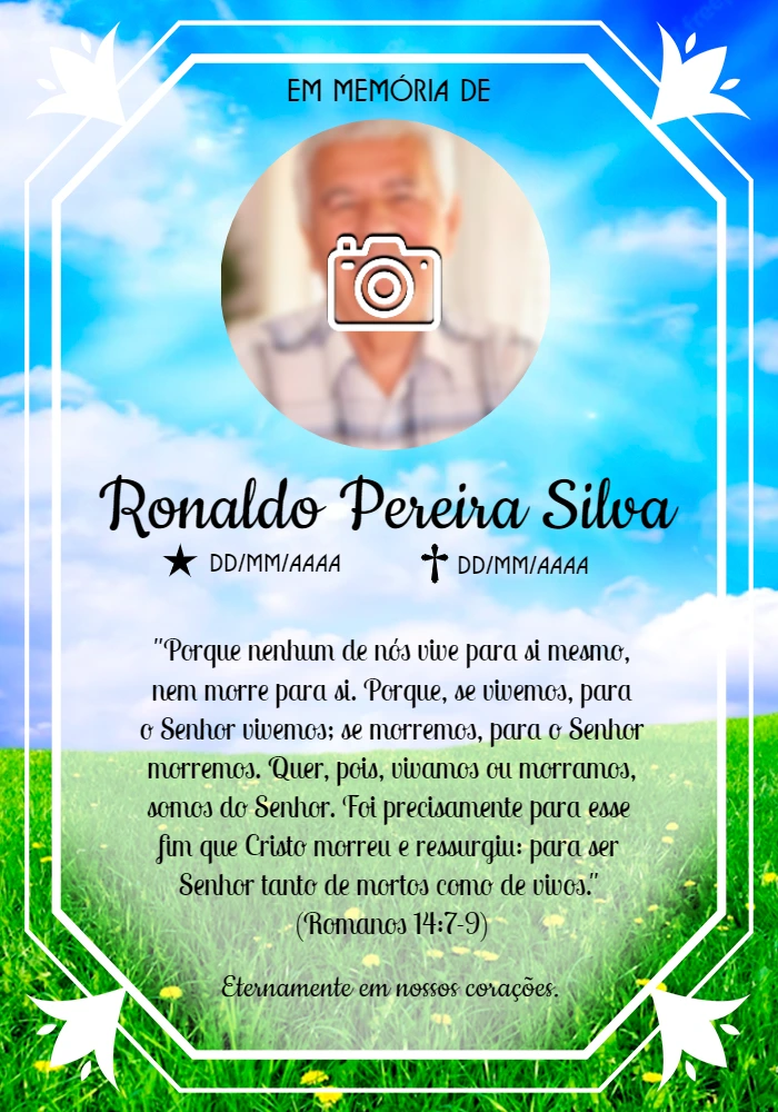 Comunicado de Falecimento com Foto para Editar Online
