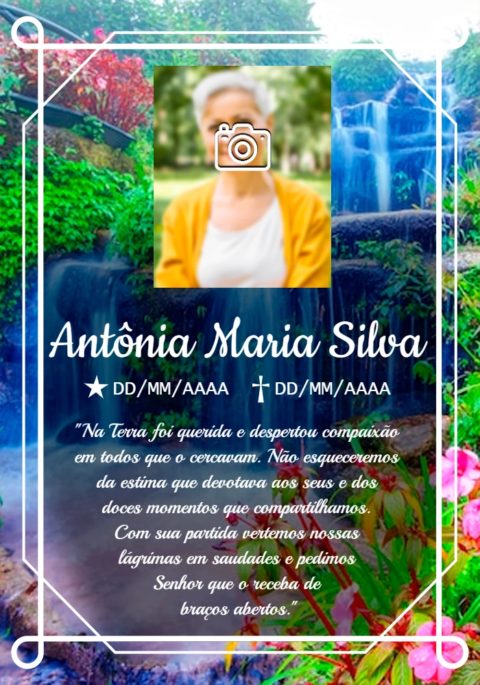 Comunicado de Falecimento com Foto e Natureza para Editar