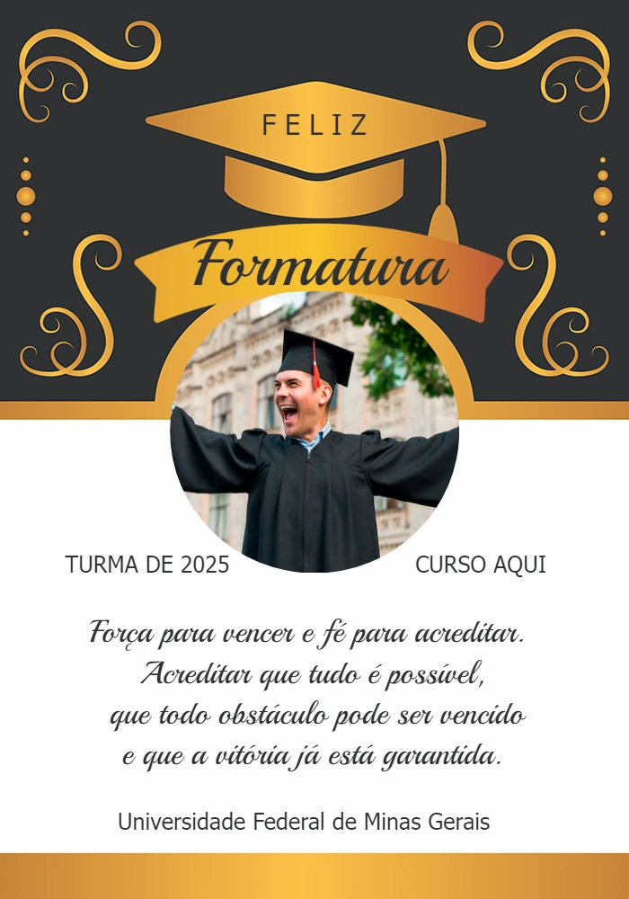 Cartão de Formatura com Foto para Editar Online