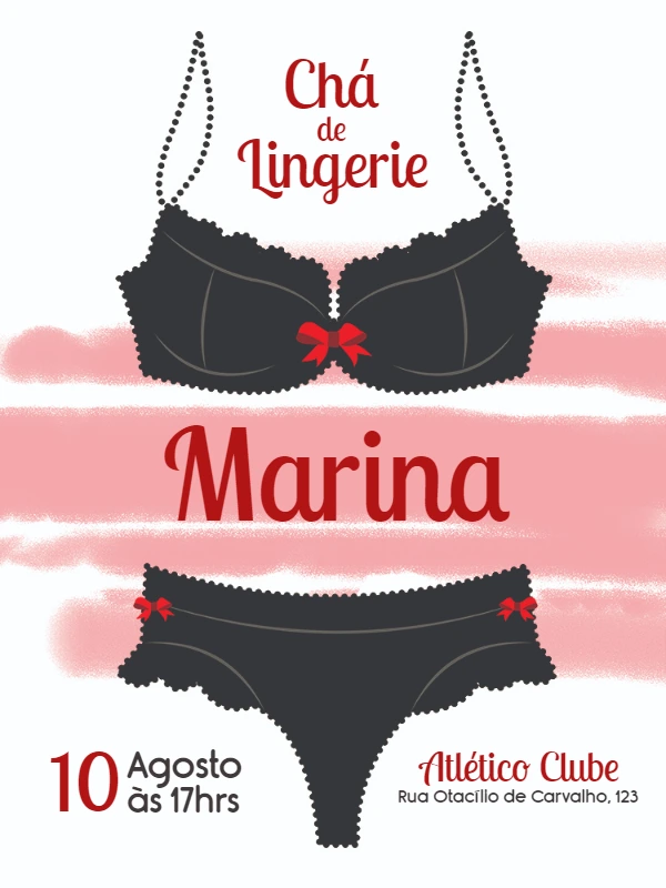 Convite de Chá de Lingerie Elegante para Editar Online