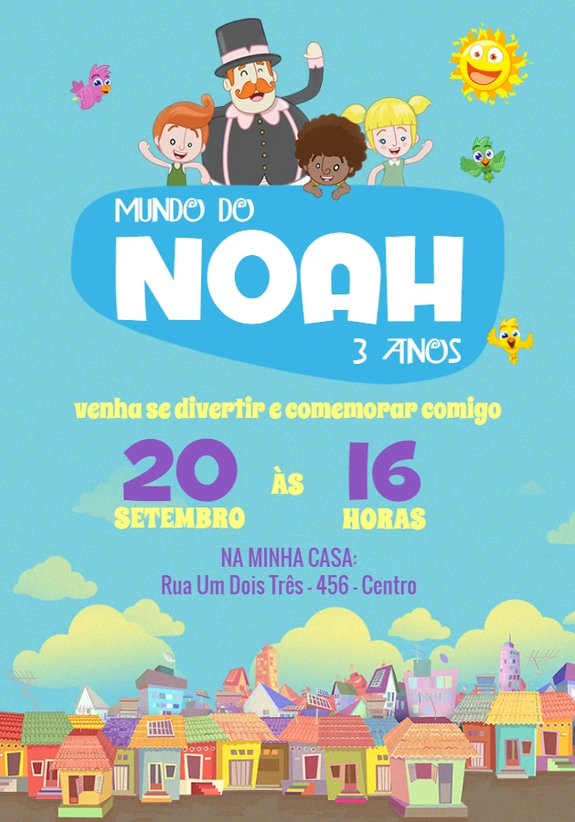 Convite de Aniversário Mundo Bita para Editar Online