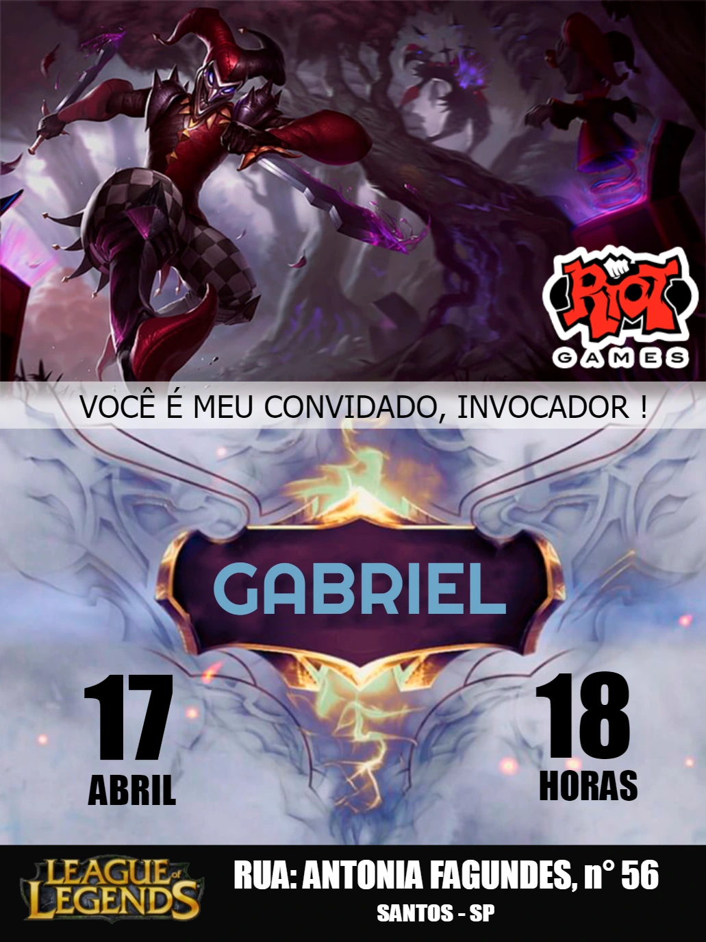 Convite de Aniversário League of Legends para Editar Online