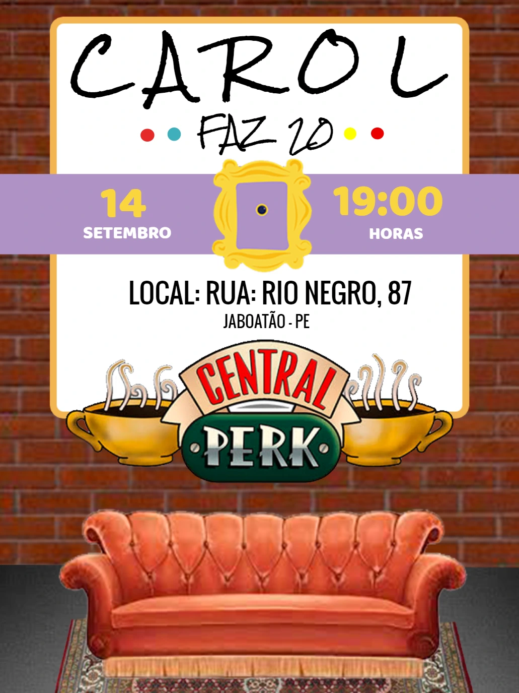 Convite Aniversário Friends: Edite Online com o Tema da Série