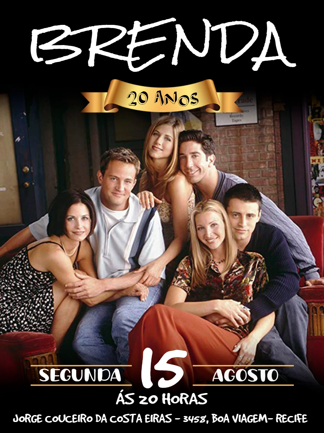 Convite de Aniversário Friends com Foto para Editar Online