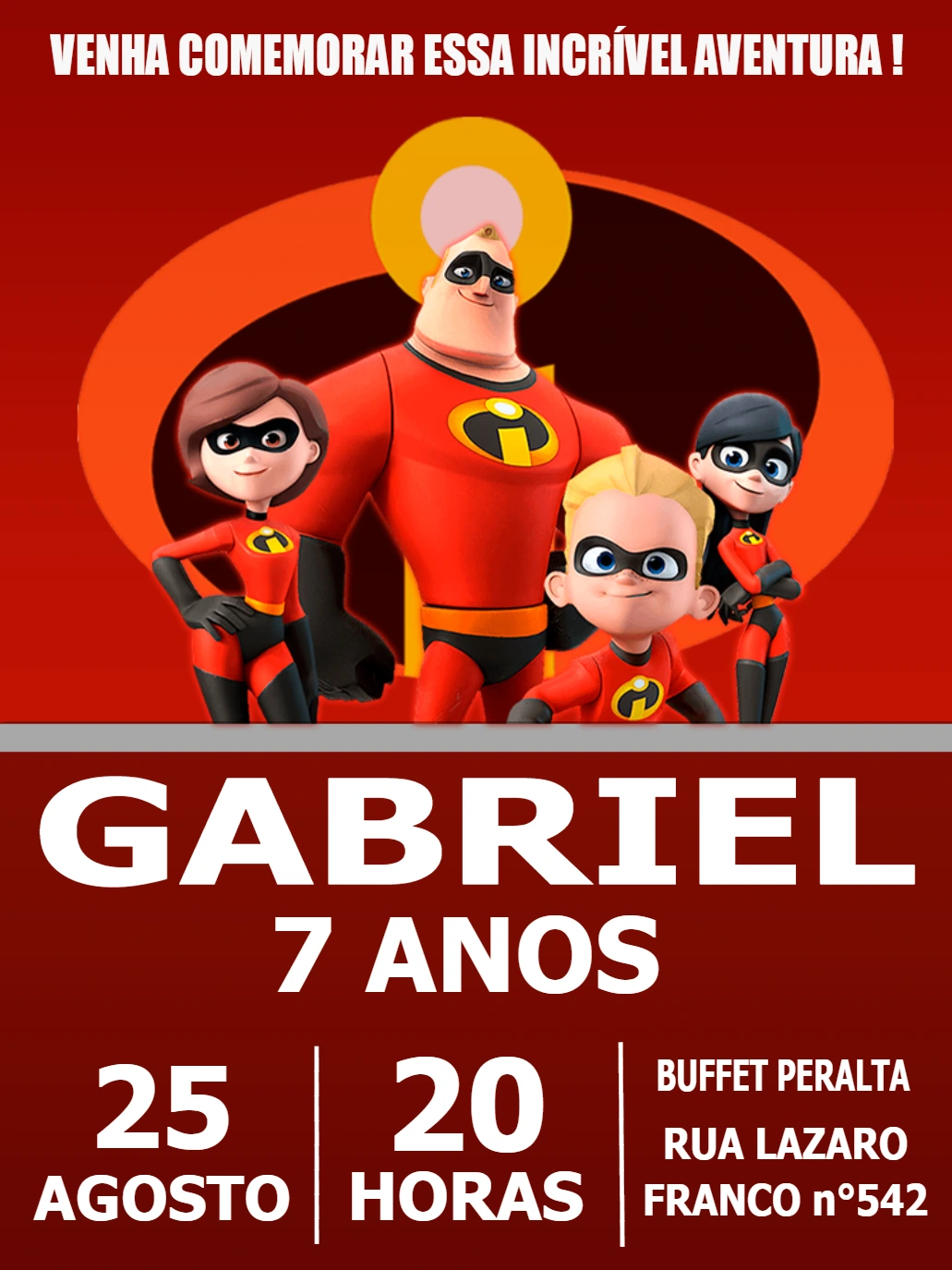 Convite de Aniversário Os Incríveis Editável Online para Imprimir