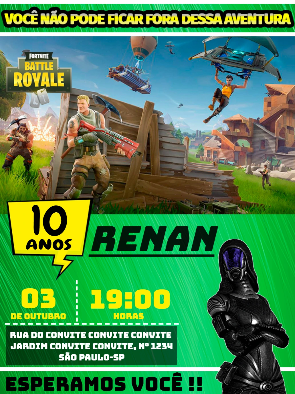 Convite de Aniversário Fortnite Battle Royale para Editar Online