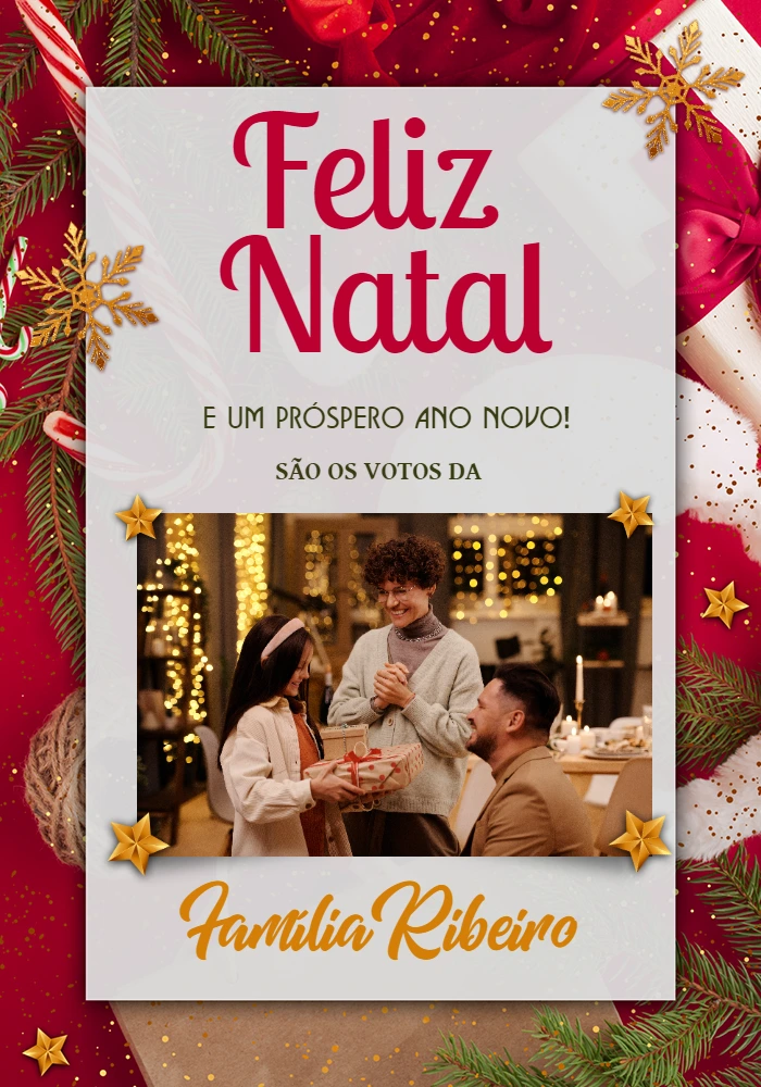 Cartão de Natal com Foto Personalizada para Editar Online