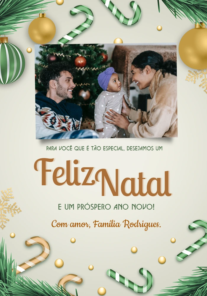 Cartão de Natal com Foto de Família para Editar Online