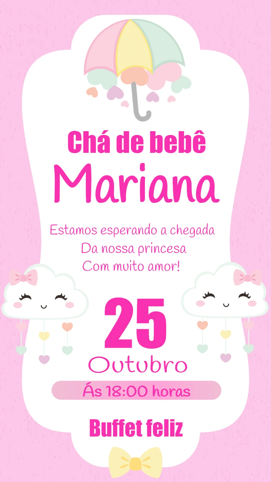 Convite Chá de Bebê Chuva de Bençãos para Editar Online
