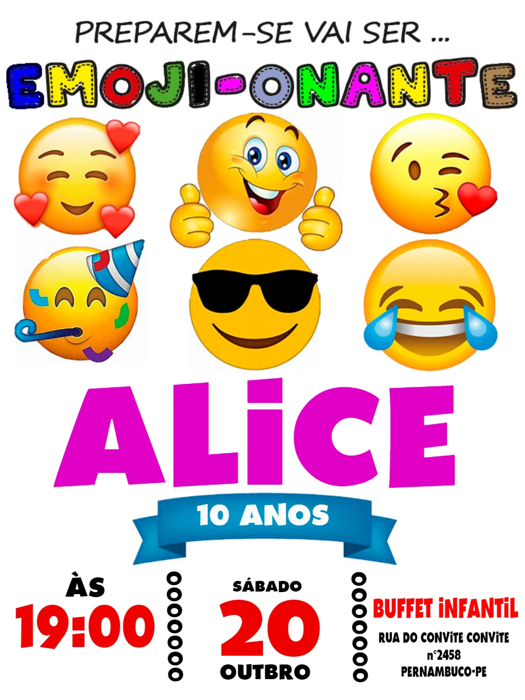 Convite de Aniversário Emoji Divertido para Editar Online