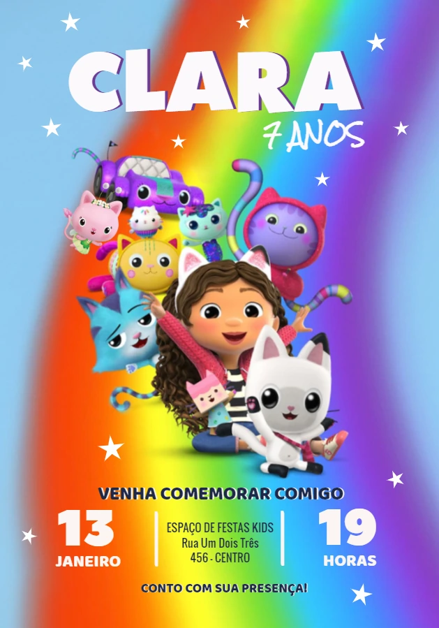 Convite de Aniversário A Casa Mágica da Gabby para Editar
