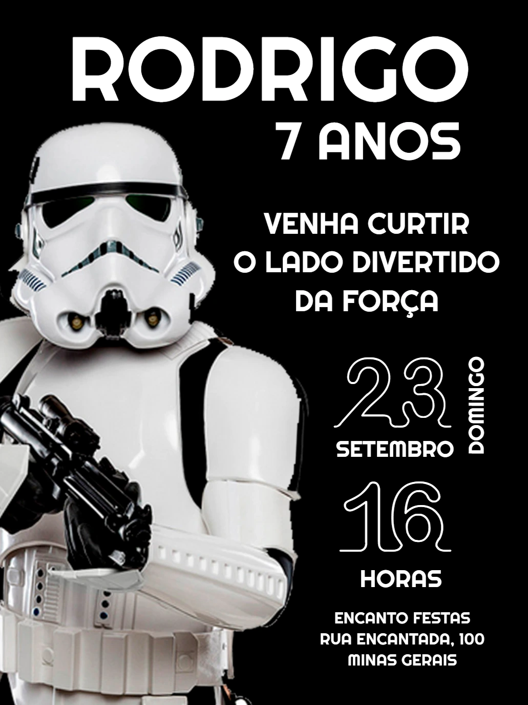 Convite Aniversário Star Wars Stormtrooper para Editar Online