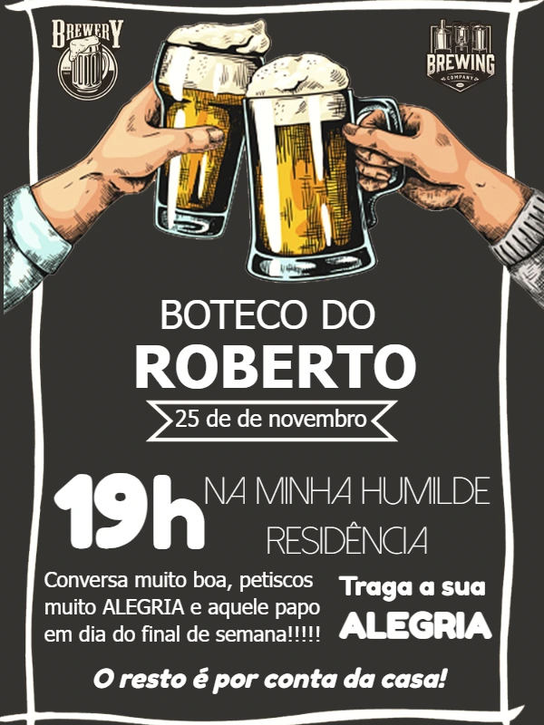 Convite de Aniversário Tema Boteco para Editar Online