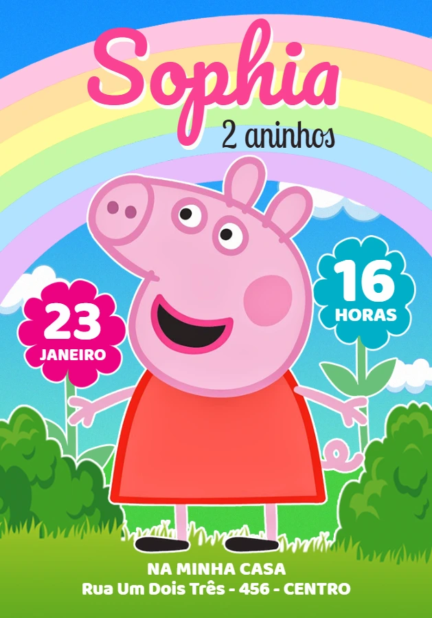 Convite de Aniversário Peppa Pig para Editar Online
