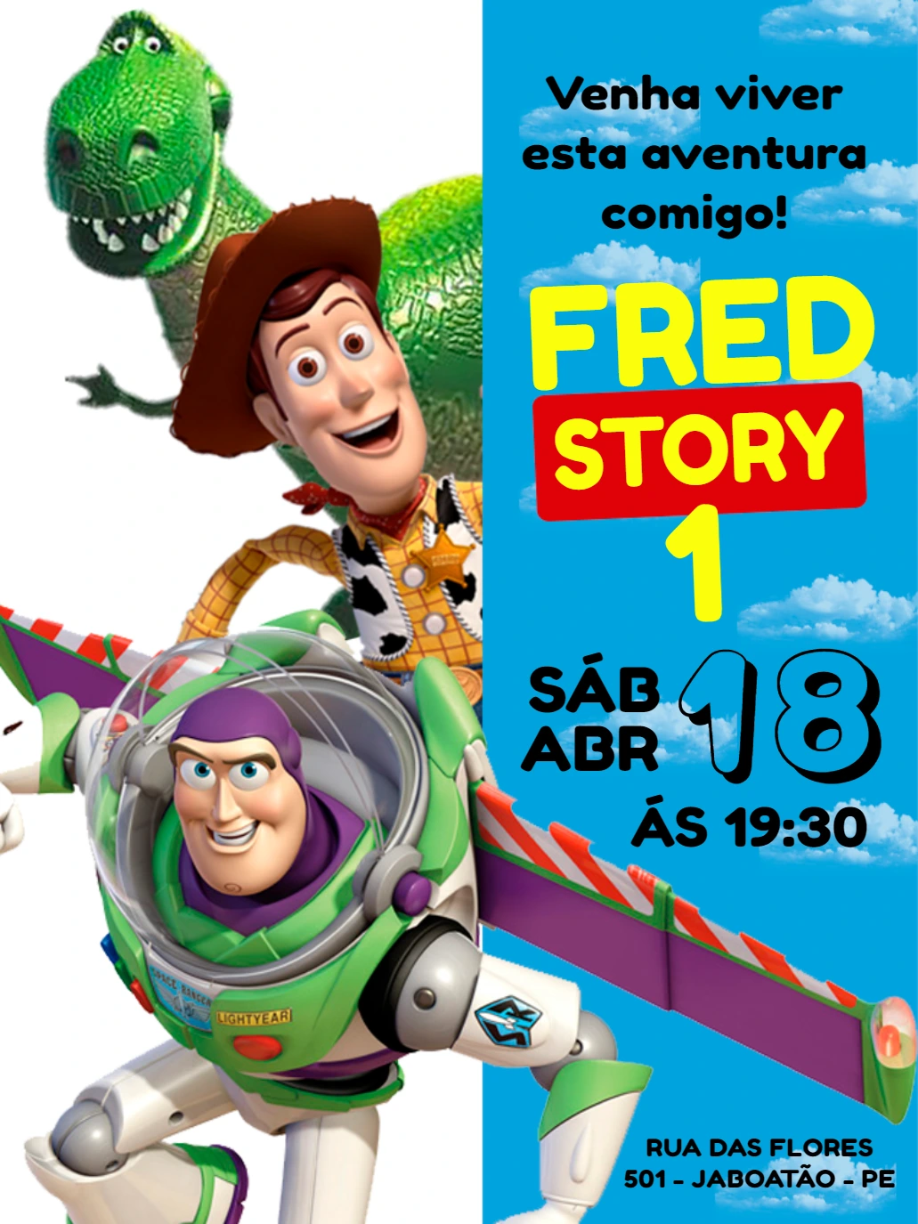 Convite de Aniversário Toy Story com Personagens para Editar
