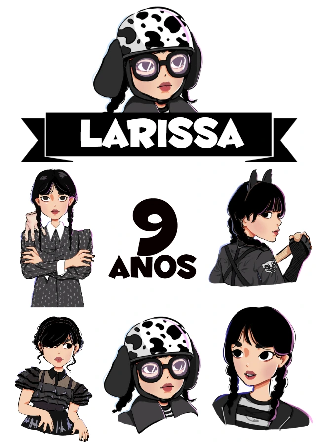 Topo de Bolo Wandinha Addams para Editar Online e Imprimir