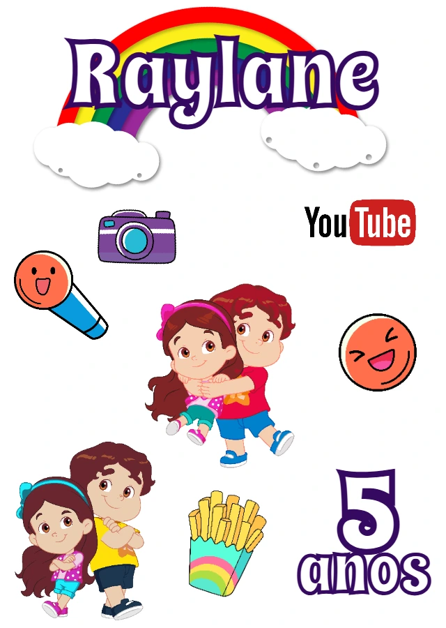 Topo de Bolo Maria Clara e JP com Personagens para Editar Online