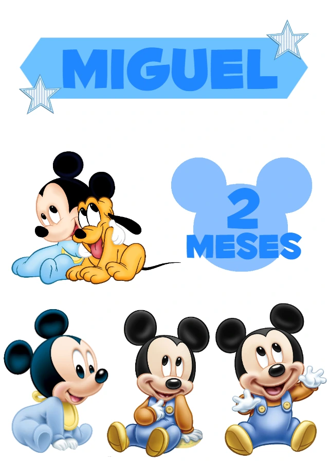 Topo de Bolo Mickey Baby com Personagens para Editar Online