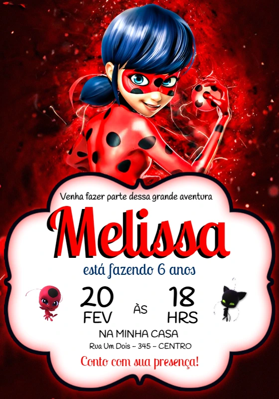 Convite de Aniversário Ladybug Editável Online para Imprimir