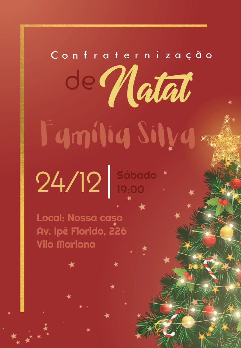 Convite de Natal Elegante com Árvore de Natal para Editar