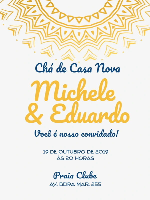 Convite Chá de Casa Nova com Mandala para Editar Online