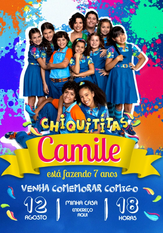 Convite Aniversário Chiquititas com a Turma para Editar