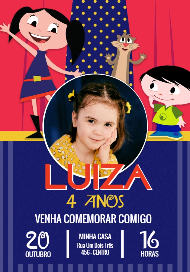 Convite Aniversário Show da Luna com Foto para Editar Online