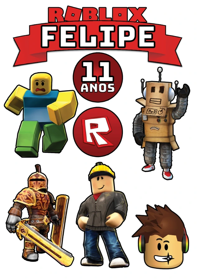 Topo de Bolo Aniversário Roblox para Editar Online com Nome