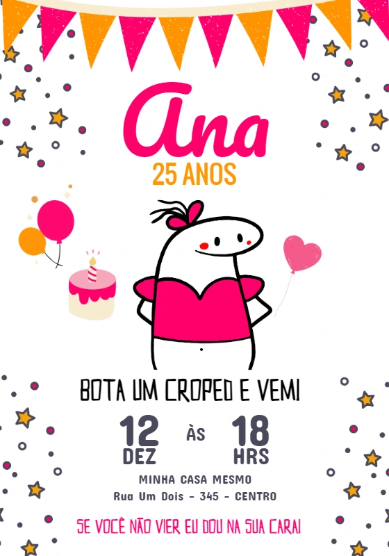 Convite de Aniversário Flork Meme para Editar Online