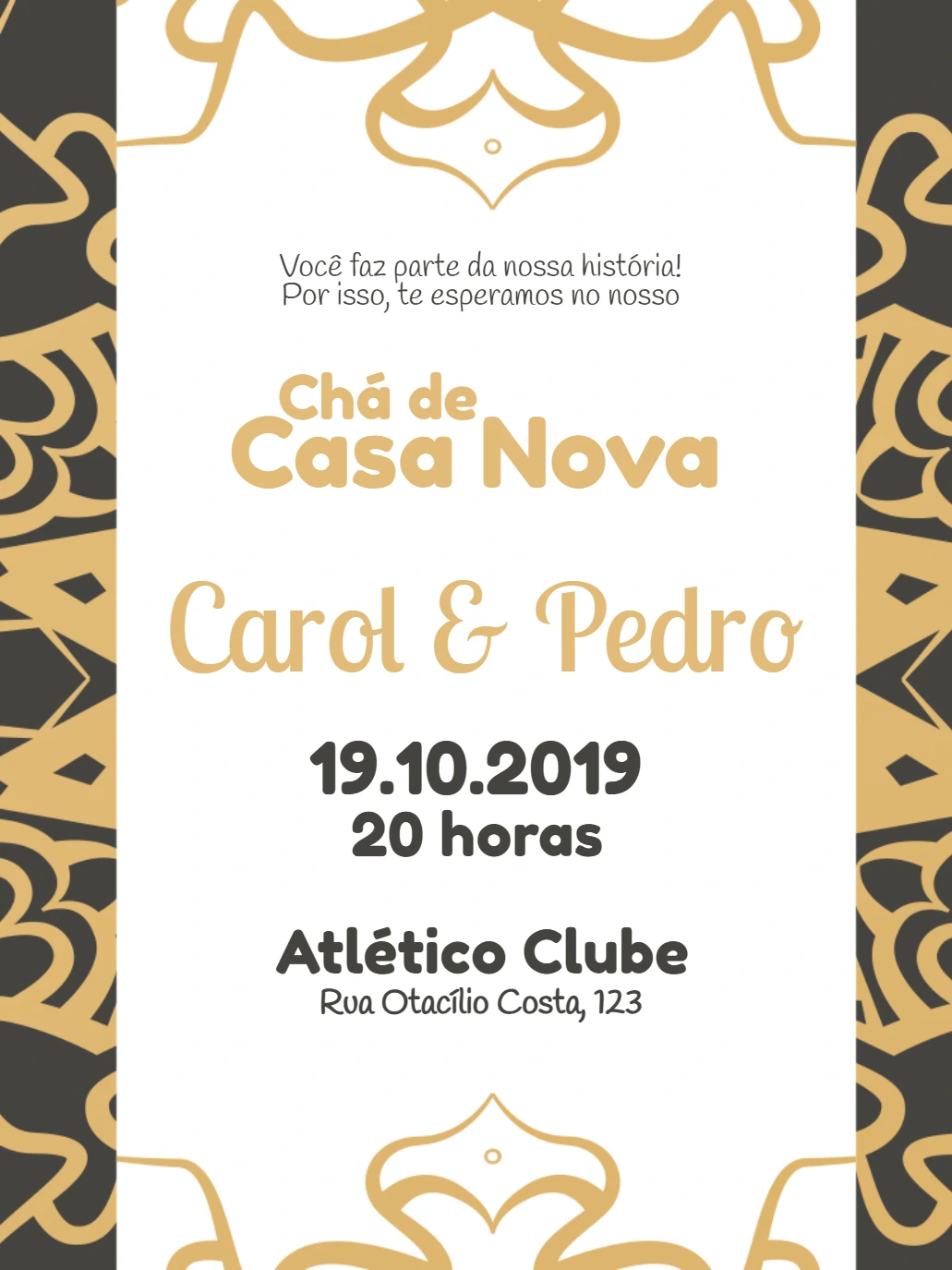 Convite Chá de Casa Nova Arabescos para Editar Online
