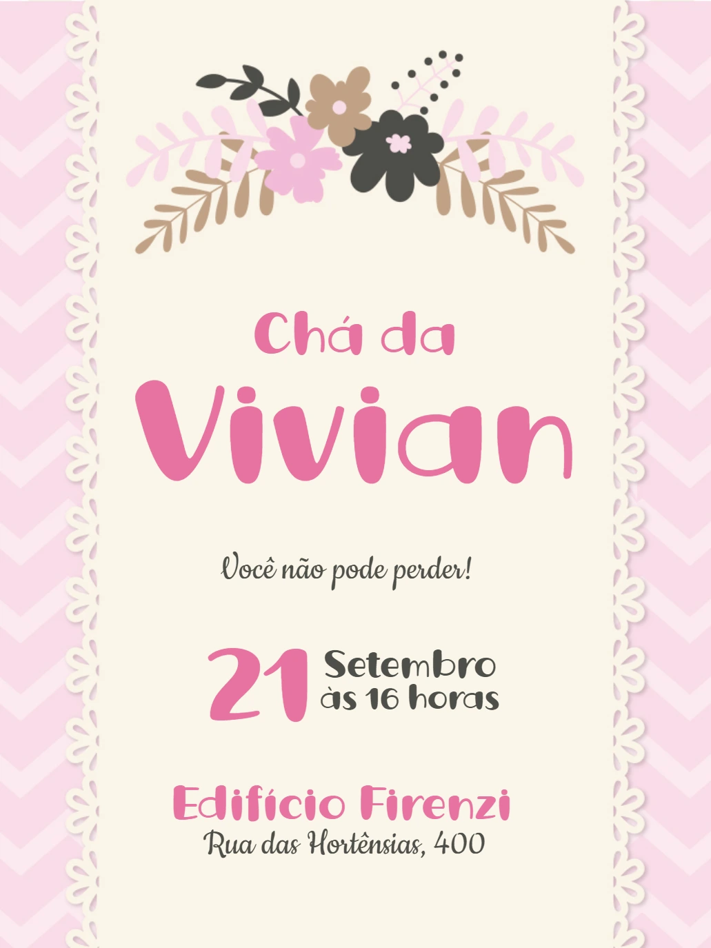 Convite Chá de Casa Nova Floral Delicado para Editar Online