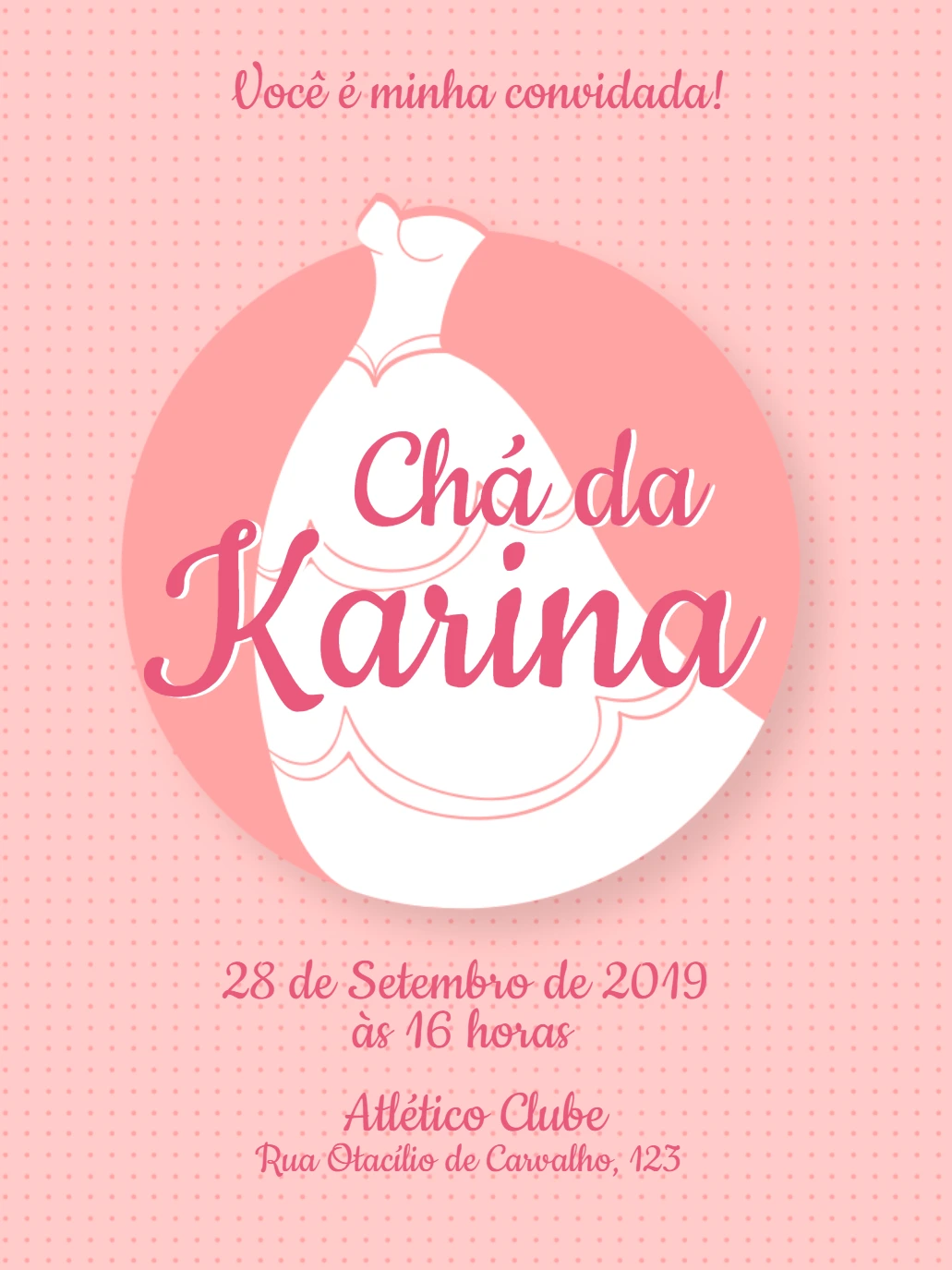 Convite Chá de Panela com Vestido de Noiva para Editar Online