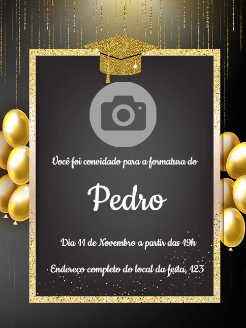 Convite de Formatura com Foto para Editar Online