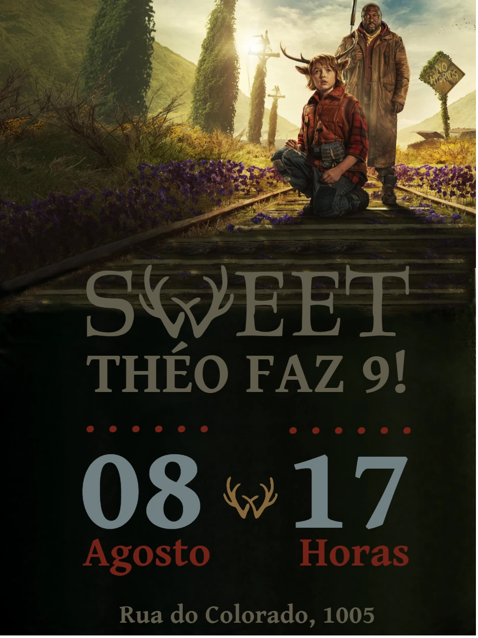 Convite Aniversário Sweet Tooth com Personagens para Editar Online