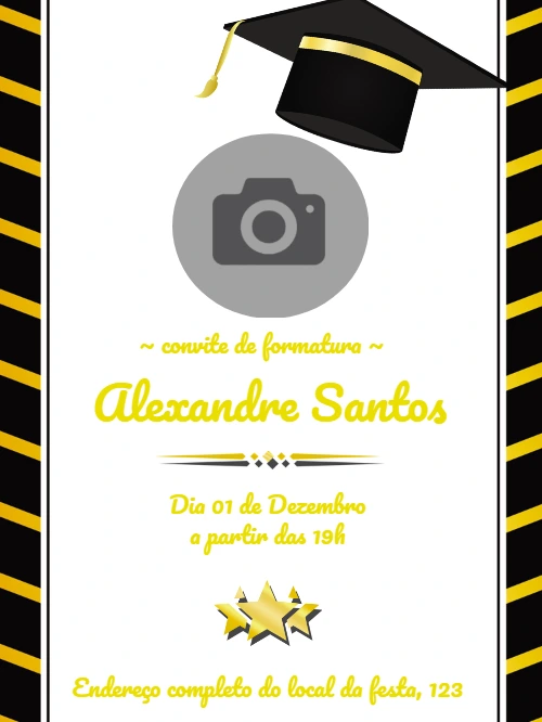 Convite de Formatura com Foto para Editar Online