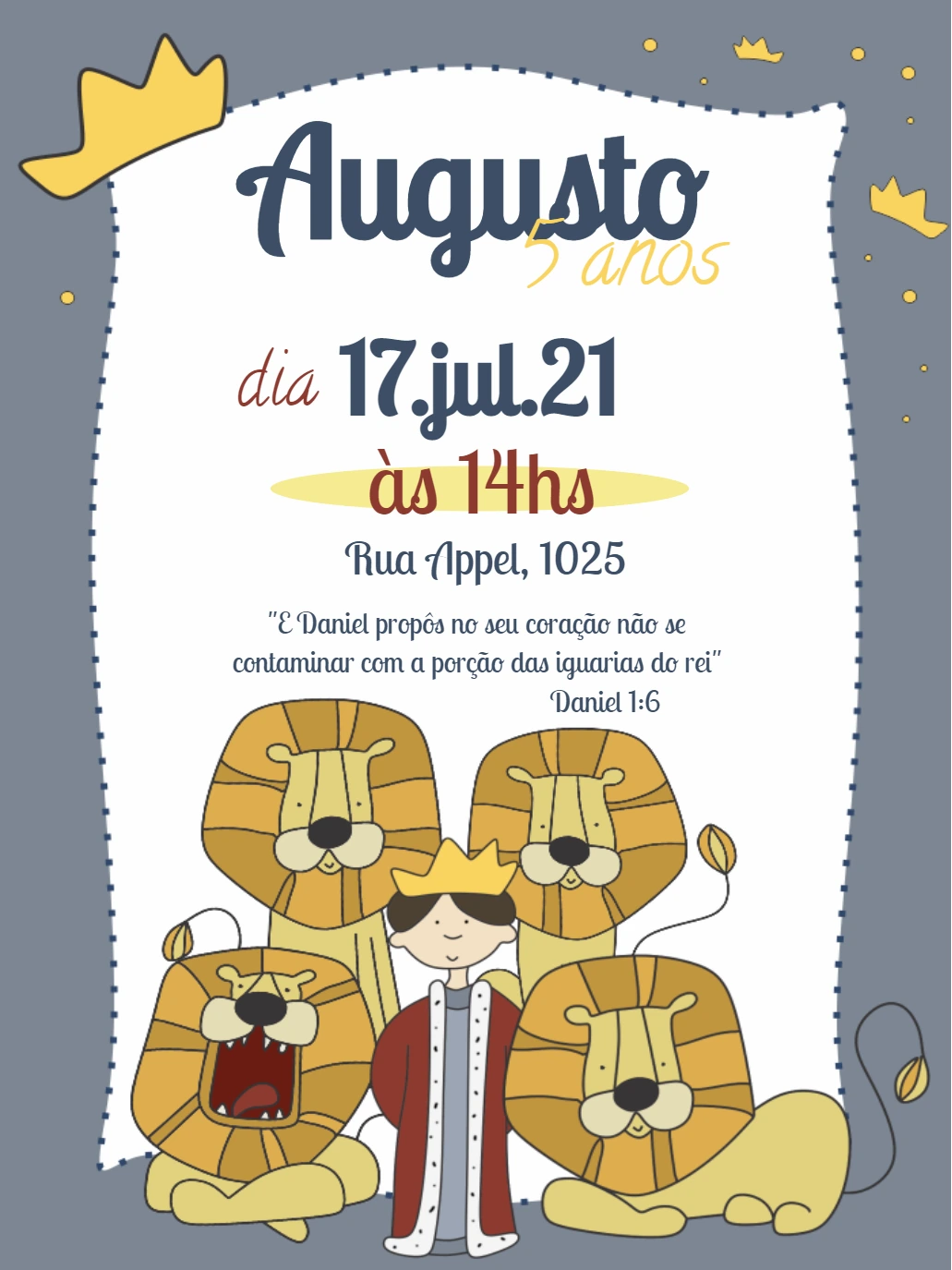 Convite Aniversário Daniel na Cova dos Leões para Editar Online