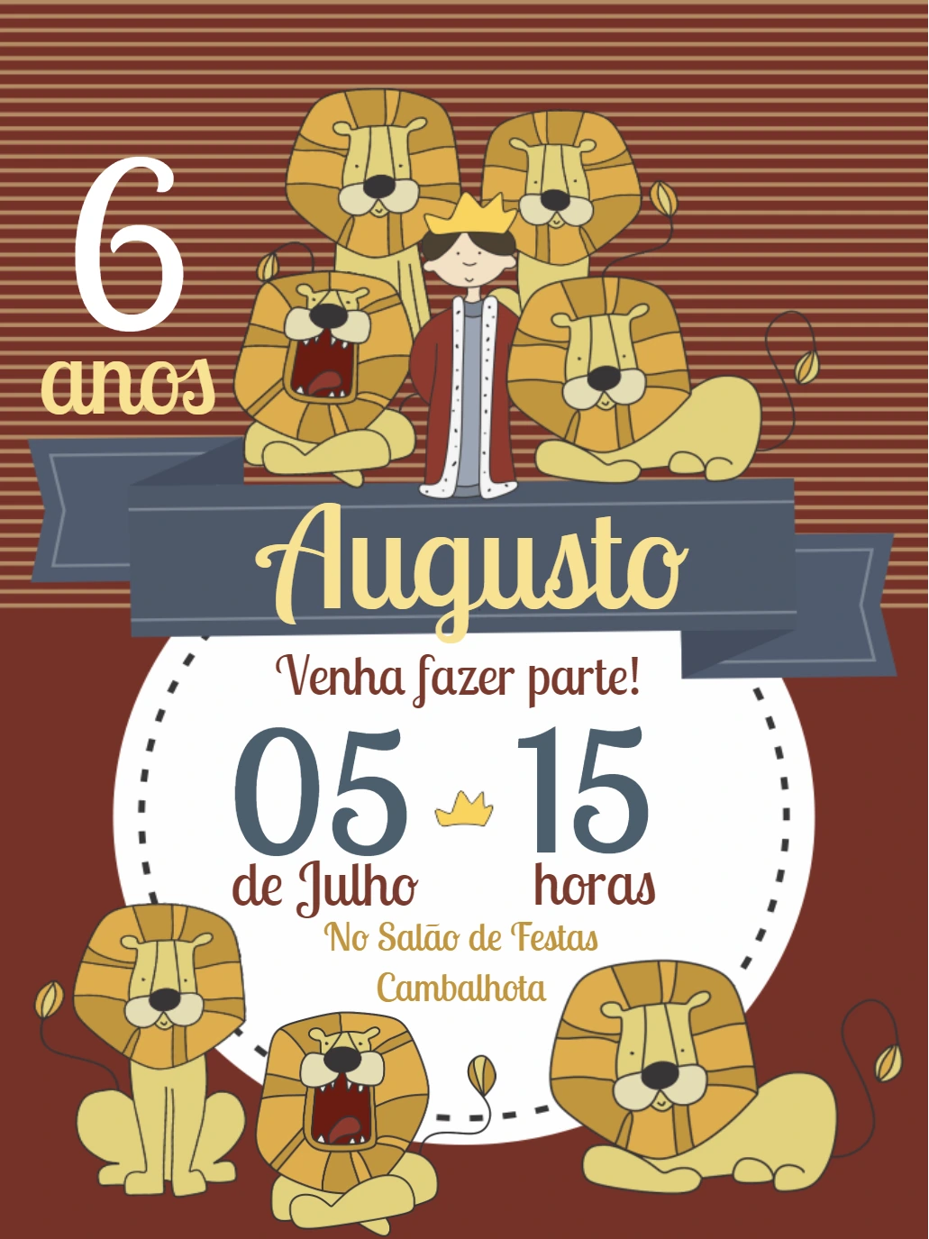 Convite Aniversário Daniel na Cova dos Leões para Editar Online