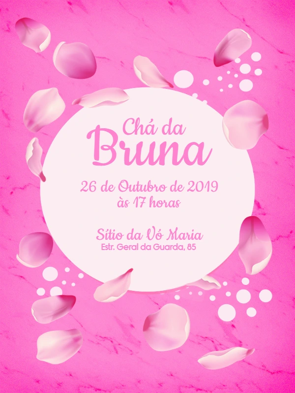 Convite Chá de Panela Mármore Rosa e Pétalas para Editar