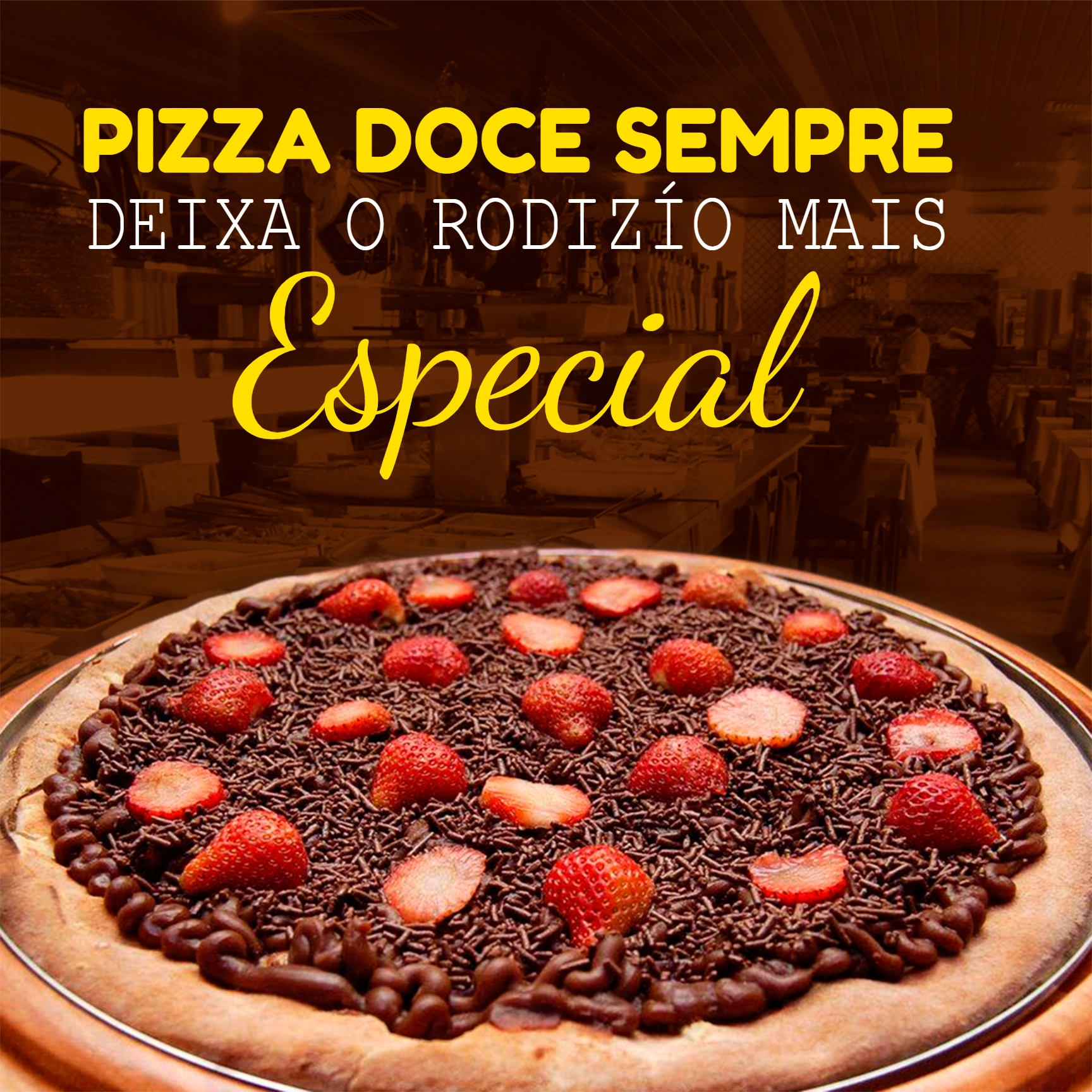 Post para Pizzaria com Pizza Doce para Editar Online
