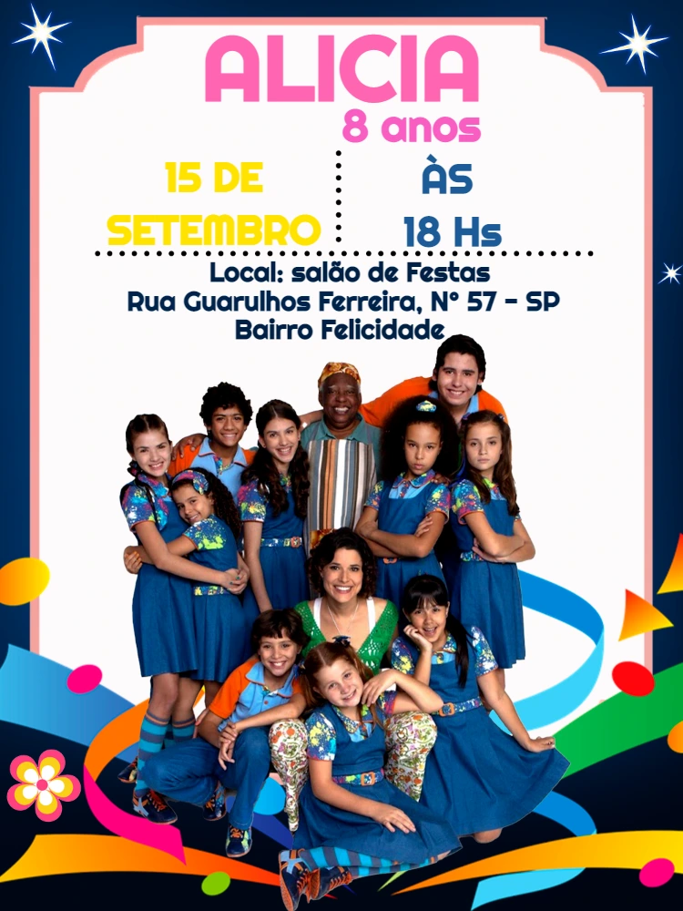 Convite de Aniversário Chiquititas para Editar Online