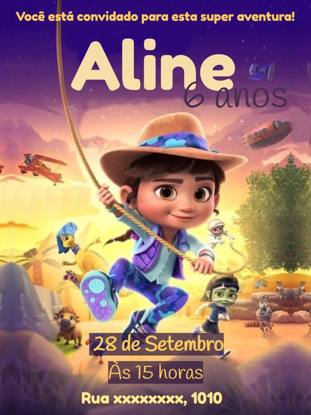 Convite de Aniversário Ridley Jones para Editar Online