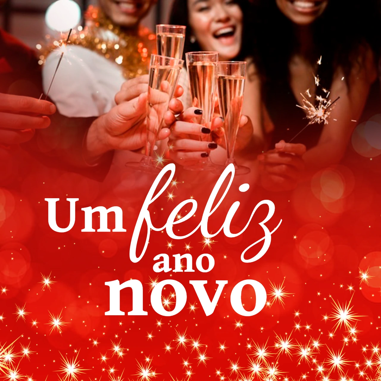 Post de Feliz Ano Novo com Brilho para Editar Online