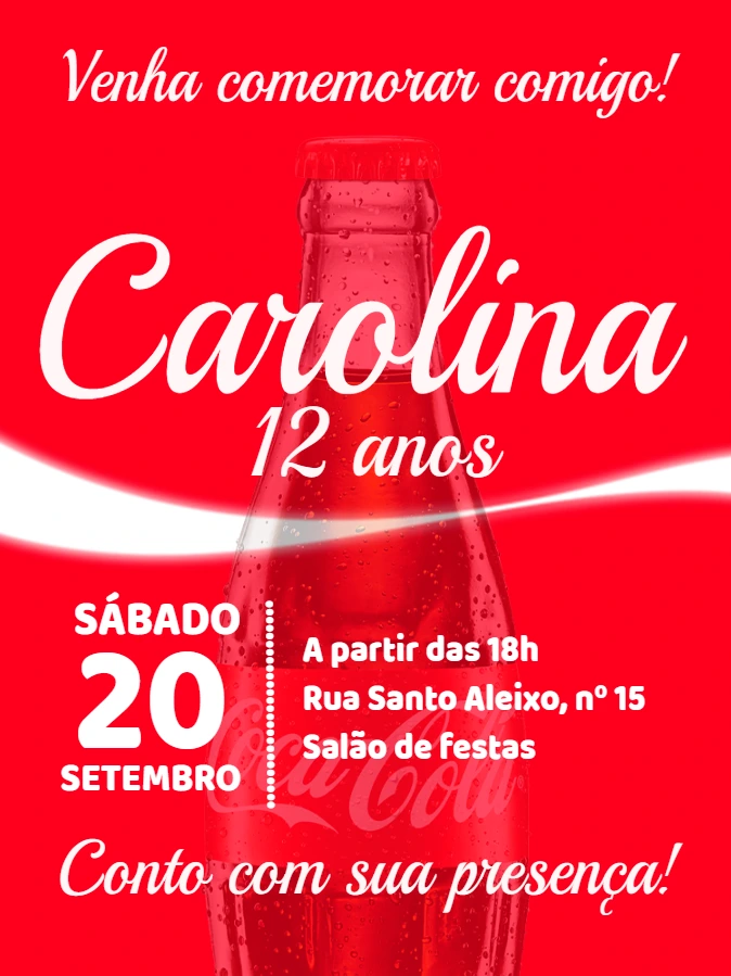 Convite de Aniversário Tema Refrigerante para Editar Online