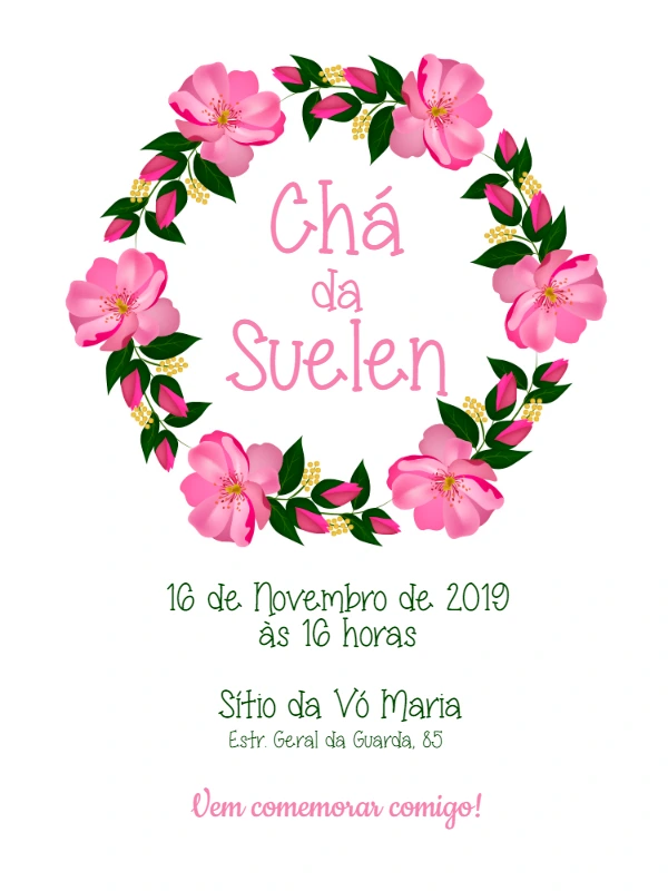 Convite de Chá de Panela Floral Delicado para Editar Online