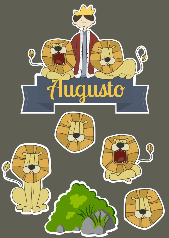 Topo de Bolo Festa Reizinho e Leões para Editar Online