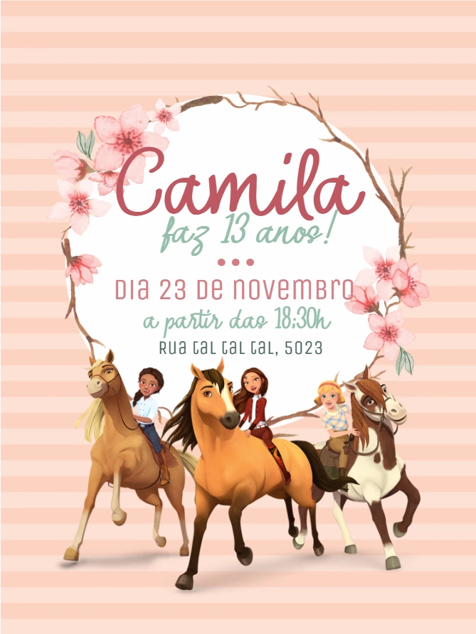 Convite de Aniversário Spirit o Indomável para Editar Online