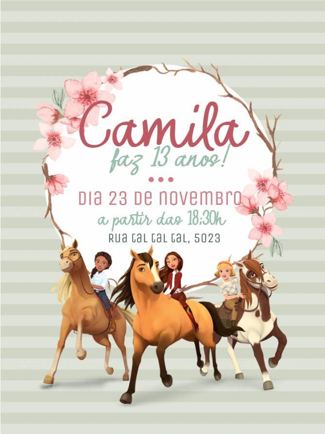 Convite Aniversário Spirit o Indomável para Editar Online