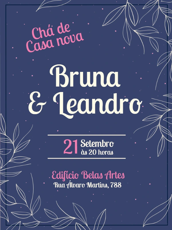 Convite Chá de Casa Nova Floral Elegante para Editar Online